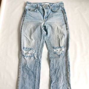 Zara moms cropped distressed jeans